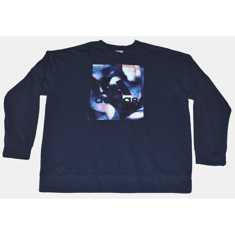 Adidas U4U Women's Sweatshirt Size L Crew Neck Navy Blue Soft Knit Activewear